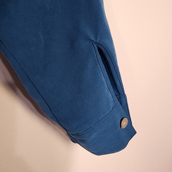 TravelSmith Womens Tunic Shirt Micro Suede Large Teal Blue Button Up Long Sleeve - Picture 7 of 10